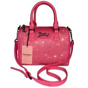 Juicy Couture Pink Lemonade Faux Leather Rhinestone Dazzle Satchel Crossbody Bag